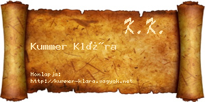 Kummer Klára névjegykártya